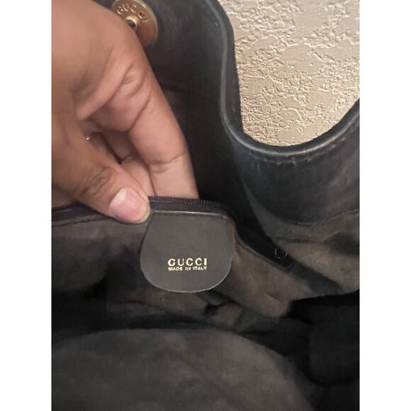 Gucci Black Suede Leather Bamboo Handle Hobo Bag With Detachable Crossbody Strap - Picture 7 of 8